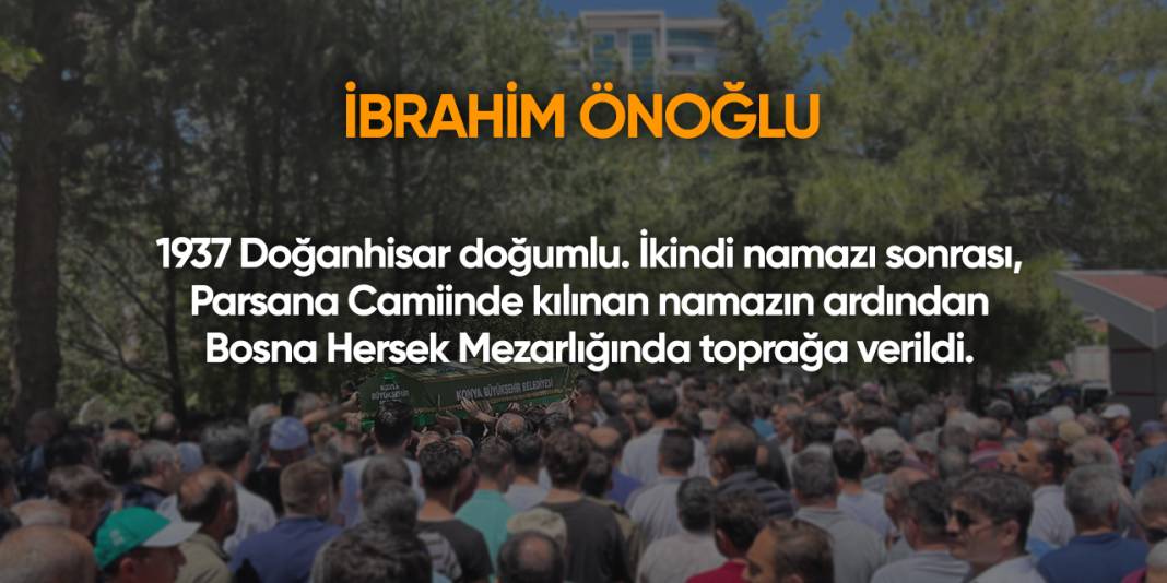 Konya'da bugün vefat edenler | 16 Eylül 2025 9